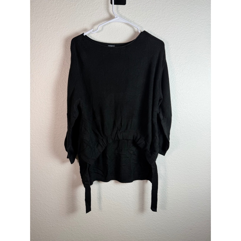 SOHO NEW YORK & COMPANY Womens XS Black Tie Waist Dolman Knit Sweater Pullover
